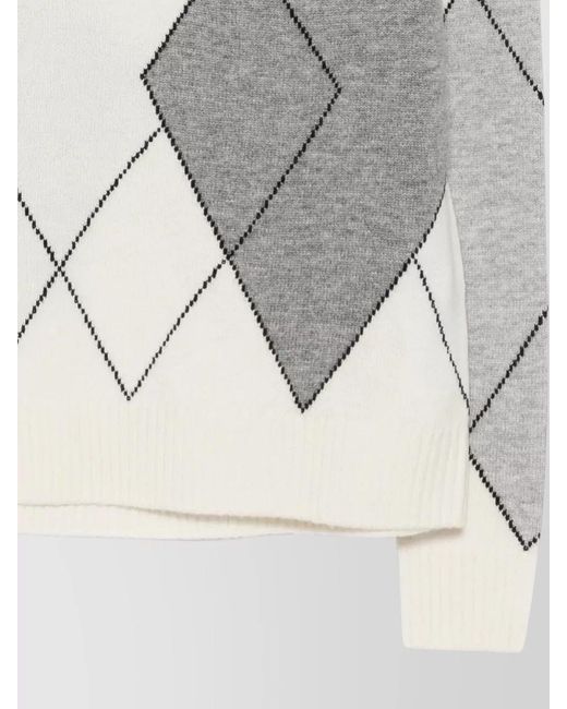 SEVENTY VENEZIA Natural Cashmere Wool Argyle Turtleneck Sweater