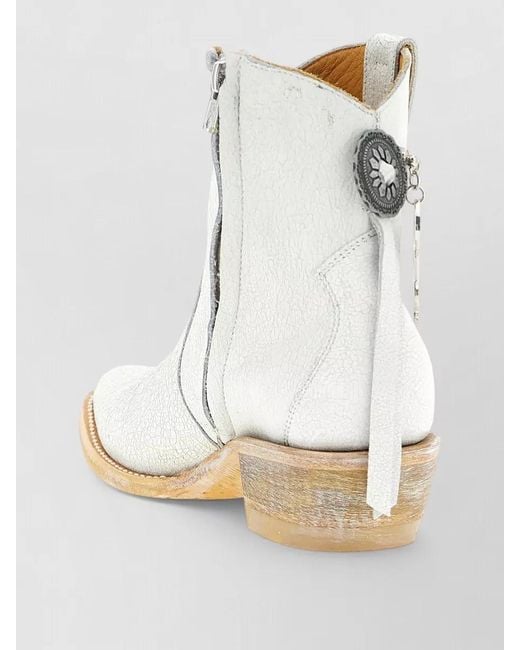 Comme des Garçons Natural Mexicana Ankle Boots Textured Stitching Wooden Heel