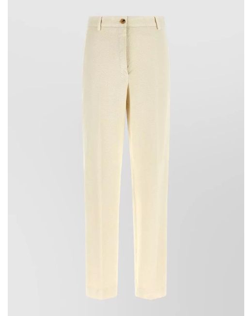 Dries Van Noten Natural Pilar Trousers Tailored Cut Belt Loops