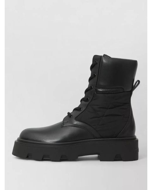 Moncler Black Aurea Lace Up Leather Ankle Boots