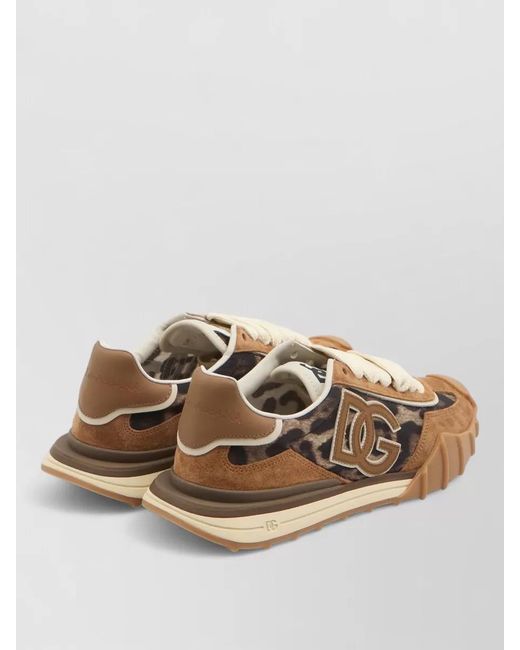 Dolce & Gabbana Natural Leopard-Print Low-Top Sneakers