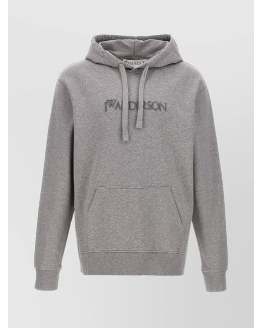 J.W. Anderson Gray Cotton Embroidered Hoodie for men
