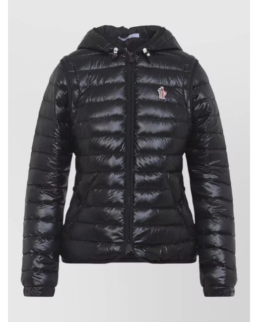 Moncler Black Karuras Hooded Jacket Elastic Cuffs Quilting
