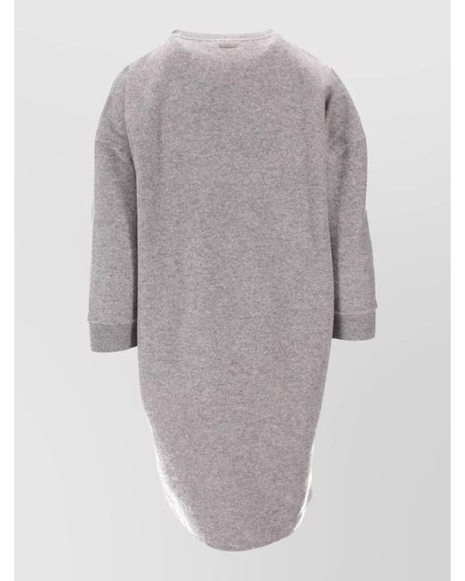 Max Mara Gray Wool Cashmere Knee-Length Dress