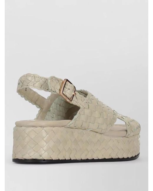 LA ROSE Natural Forli Platform Slides Woven Slingback Design