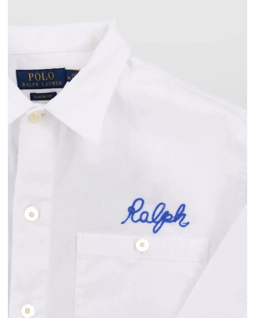 Polo Ralph Lauren White Long Sleeve Shirt Button Down Collar for men