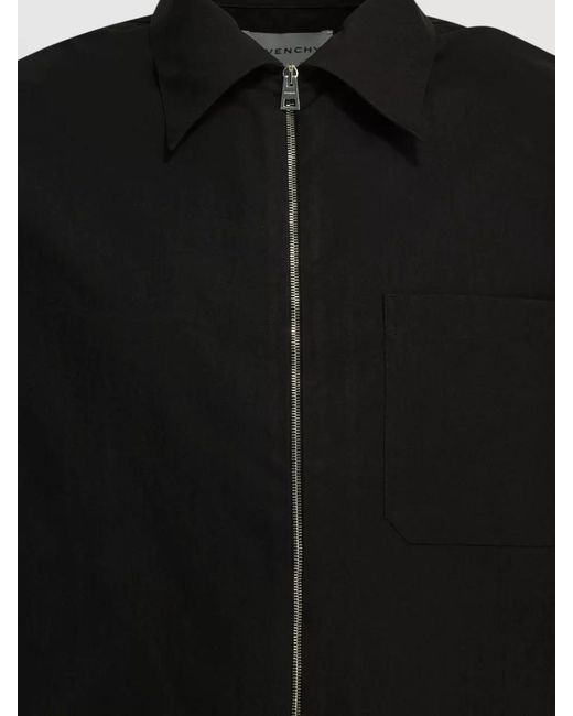 Givenchy Black Couture Seam Short Sleeve Collared Shirt for men