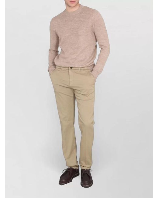 Ballantyne Natural Crew Cross Neckline Ribbed Knit Sweater for men