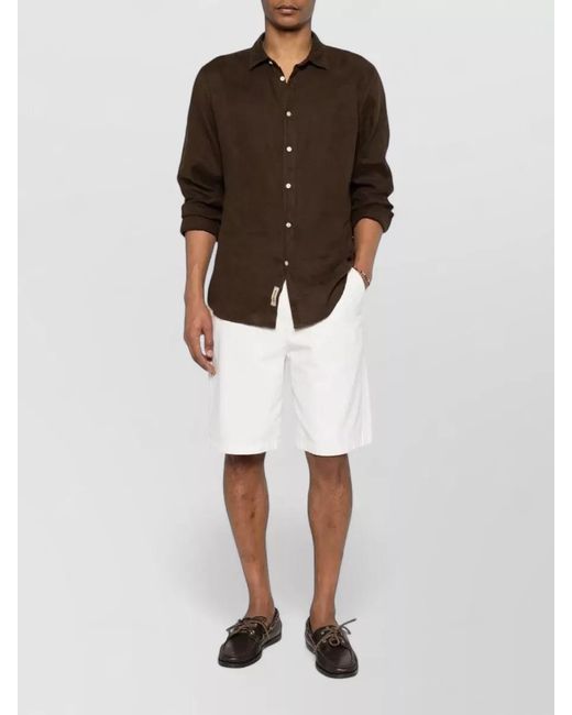 Woolrich Brown Linen Long-Sleeve Shirt for men