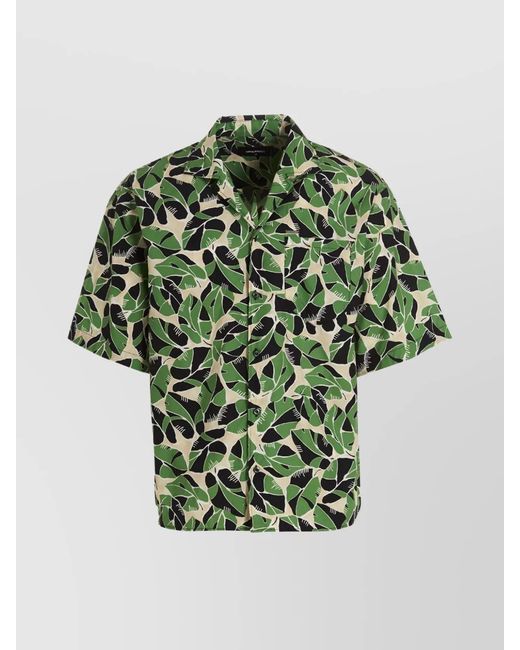 DSquared² Green Cotton Bowling Collar Shirt for men