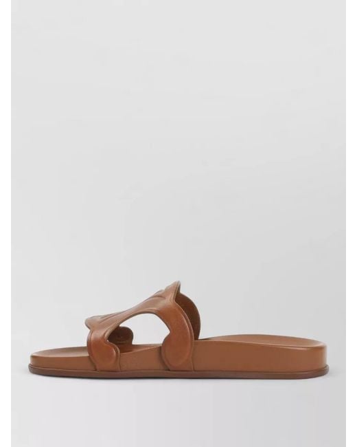 Céline Brown Leather Slide Sandals