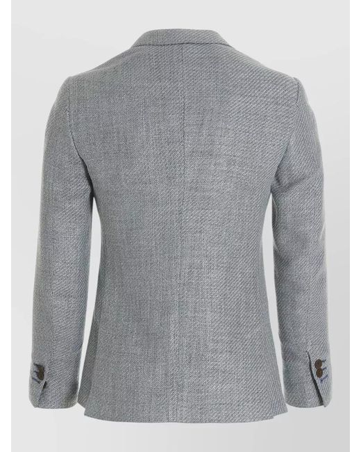Maurizio Miri Gray Silk Linen Single-Breasted Textured Blazer for men
