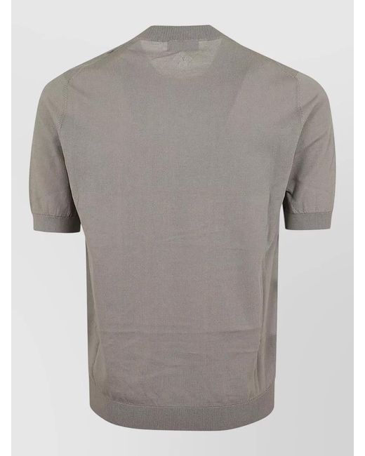 Ballantyne Gray Crew Neck Cotton Knit Short Sleeve Top for men