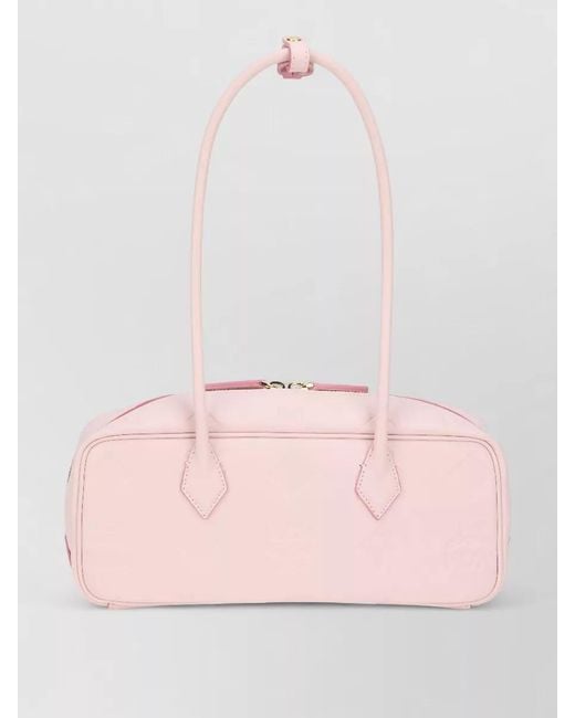 MCM Pink Leather Tote Bag Top Handle Design