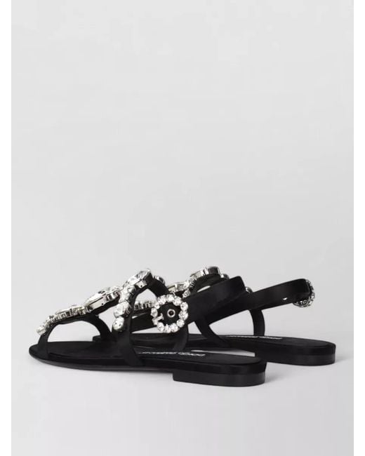 Dolce & Gabbana Black Satin Flat Sandals