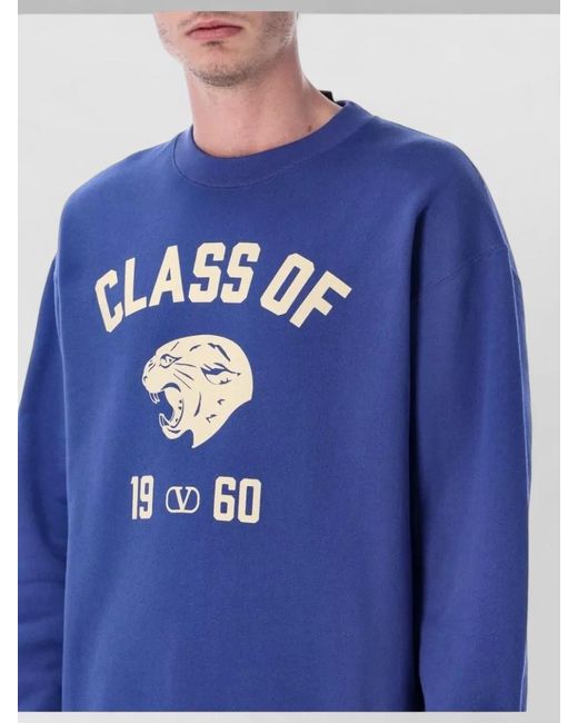 Valentino Garavani Blue Cotton Jersey Crew Neck Sweatshirt Regular Fit for men