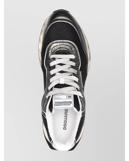 DSquared² Gray Leather Paneled Low-Top Sneakers for men
