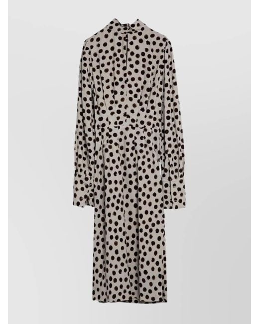 Dries Van Noten White Polka Dot Dress With Bow And Belt
