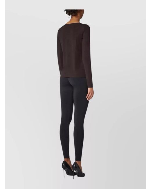 Wolford Brown Boat Neck Long Sleeve Slim Layering Top