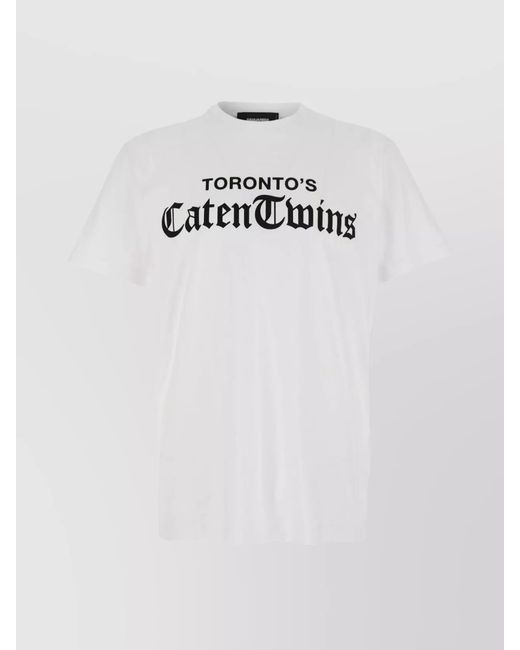 DSquared² White Graphic Cotton Short-Sleeve T-Shirt for men