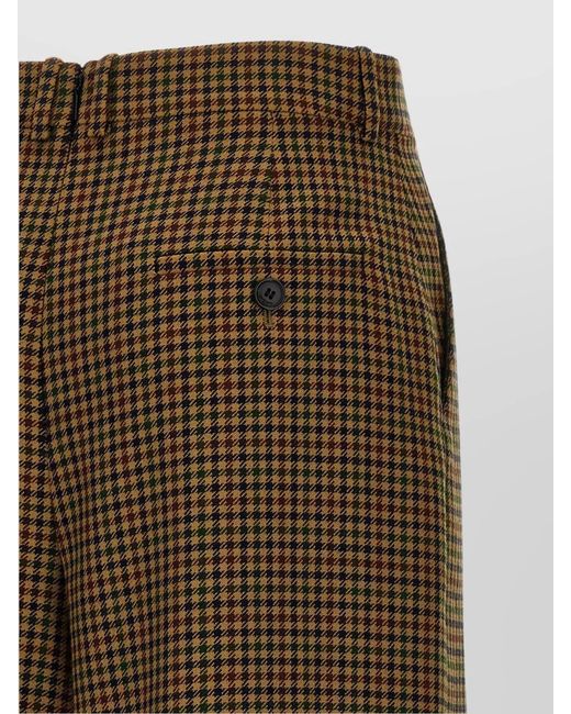 Saint Laurent Green Wool Checked Mid-Rise Wide-Leg Midi Culottes