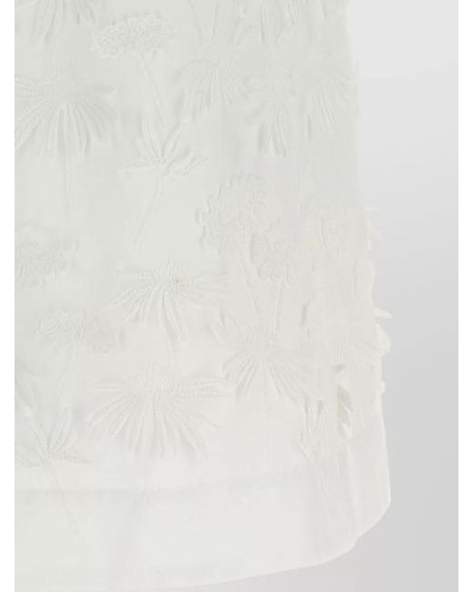 P.A.R.O.S.H. White Cubo26 Blouse Sleeveless Round Neck Embroidery