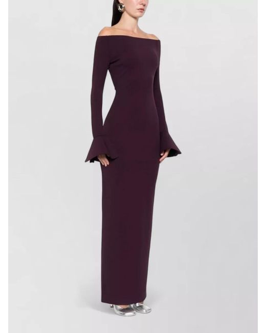 Solace London Purple Off-Shoulder Long-Sleeve Maxi Dress