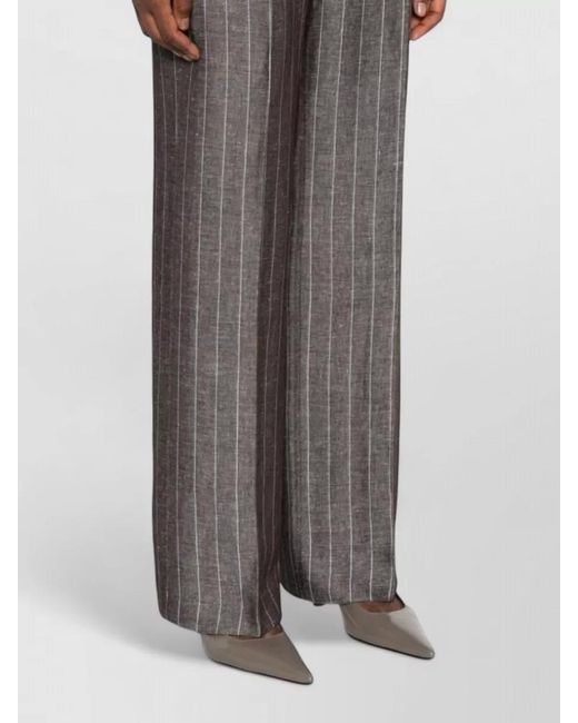 Via Masini 80 Gray High Waist Pinstripe Trousers Wide Leg