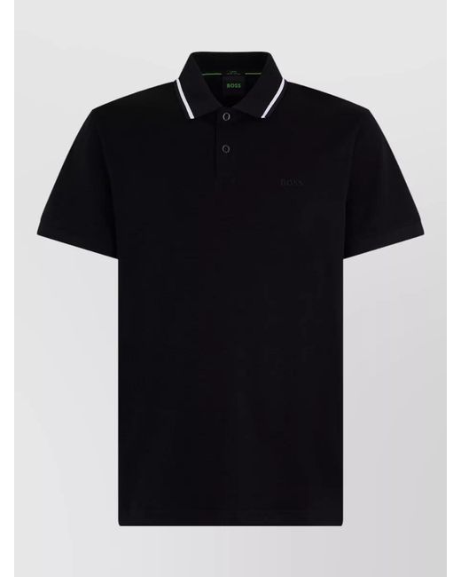 Boss Black Cotton Polo Shirt Short Sleeves Casual for men