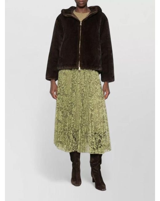 ERMANNO FIRENZE Black Faux Fur Hooded Mid Length Jacket