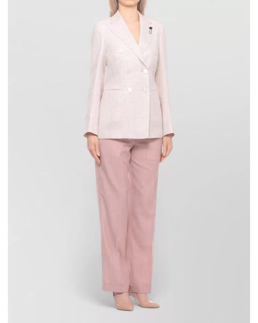 Lardini Natural Double Breasted Linen Wool Tailored Blazer
