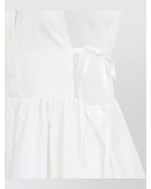 Miu Miu White Poplin Mini Dress Embroidered Collar Hem