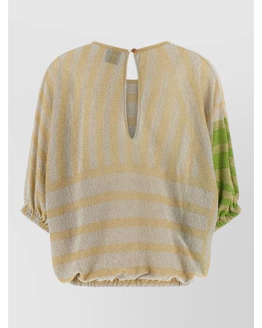Nude Natural Lurex Sweater Round Neck Striped Design