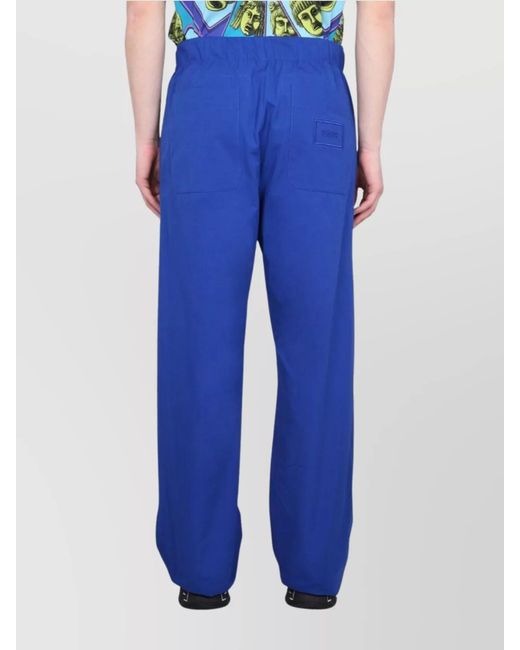Versace Blue Cotton Drawstring Loose Fit Trousers for men