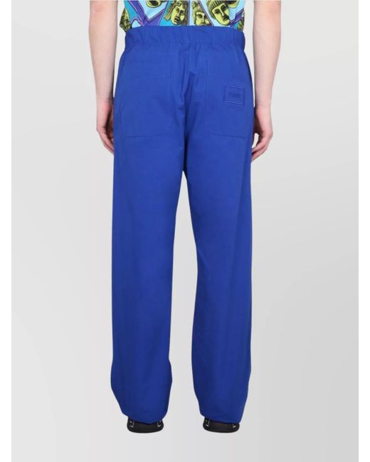 Versace Blue Cotton Drawstring Loose Fit Trousers for men