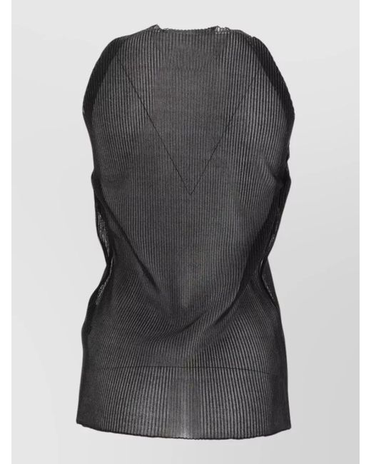 Circus Hotel Black Sleeveless Ribbed Top V Neck Design