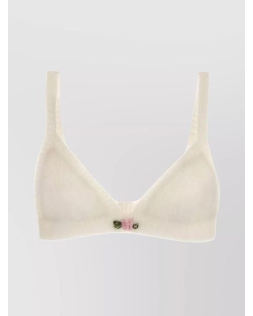 Alessandra Rich White Mohair Knit Bra Top