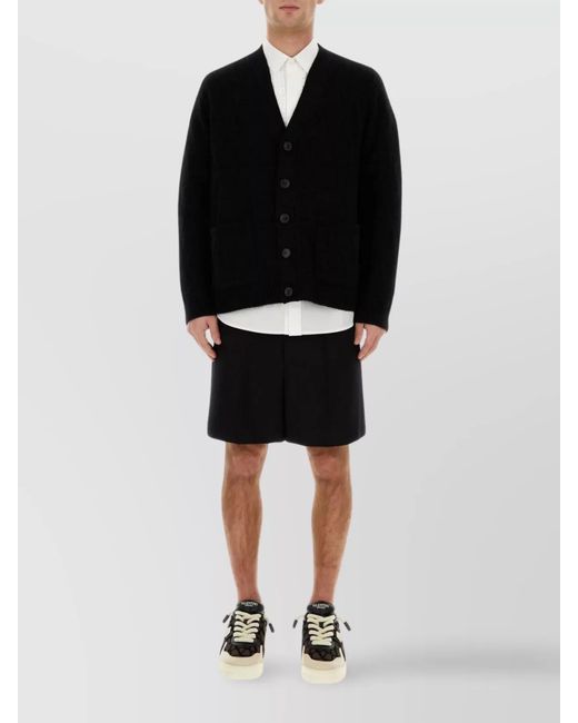 Valentino Garavani Black Virgin Wool Pleated Bermuda Shorts for men