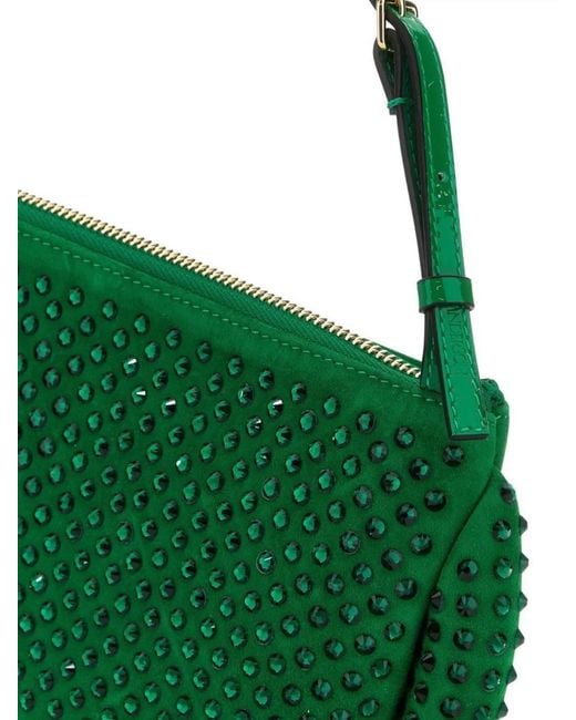J.W. Anderson Green Suede Moon Shoulder Bag With Studded Strap