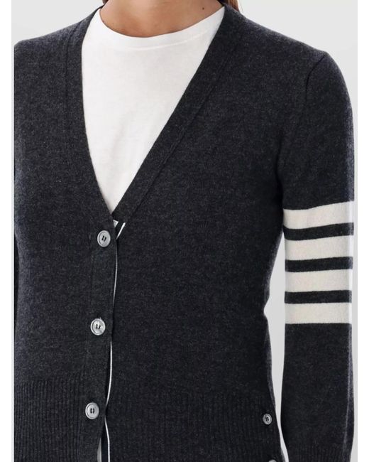 Thom Browne Blue Cashmere V-Neck Cardigan