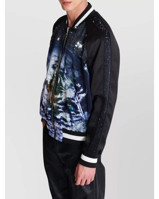 Balmain Blue Printed Bomber Jacket for men