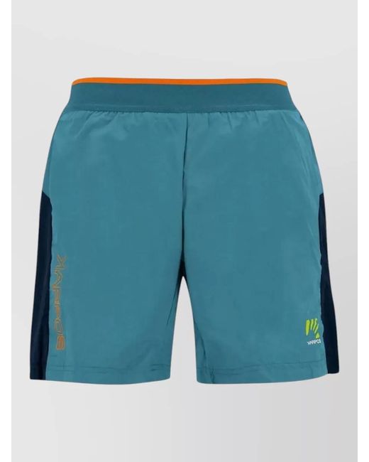 Karpos Blue Technical Shorts Elastic Waistband Contrast Panels for men