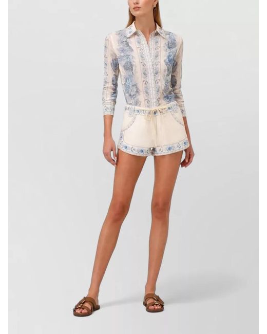 Zimmermann Natural Cotton Printed Short Shorts