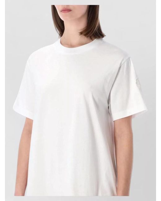 Moncler White Dress Eyelet Hem Knee Length Relaxed