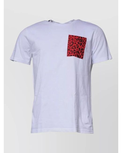 Dolce & Gabbana White Leopard-Print Cotton Crew-Neck T-Shirt for men