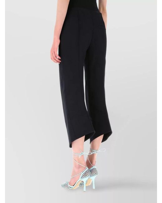 Bottega Veneta Blue Cotton Cropped Pleated Trousers