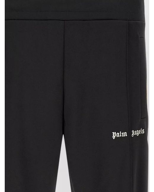 Palm Angels Black Track Shorts Pockets And Striped Trim for men