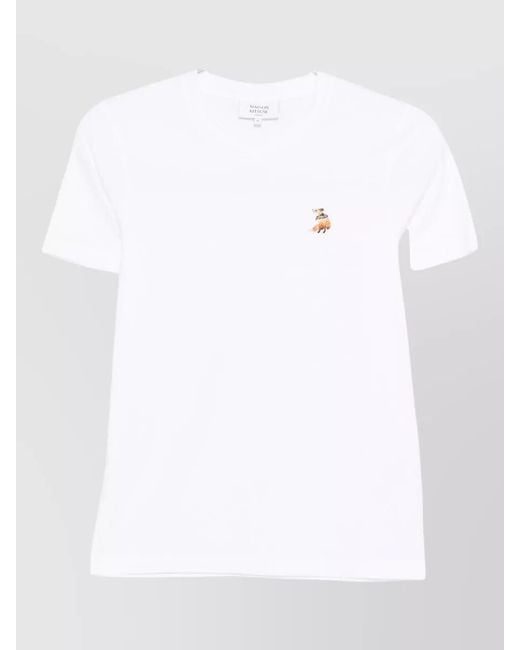 Maison Kitsuné White Cotton Embroidered T-Shirt