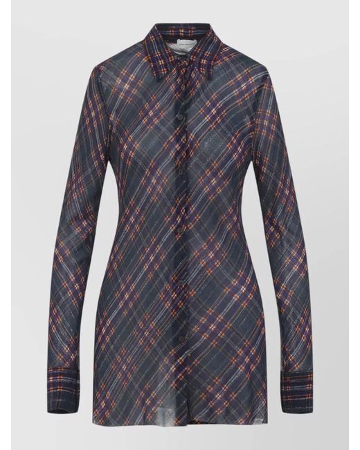 Dries Van Noten Blue Calima Plaid Shirt Tailored Slim Silhouette