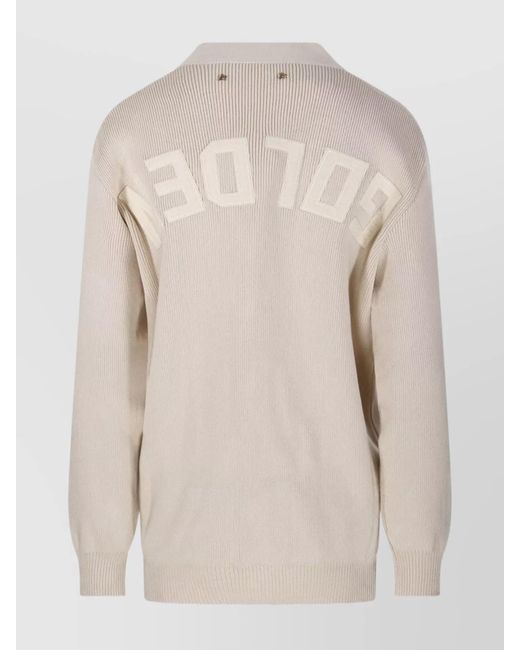 Golden Goose Deluxe Brand Natural Ribbed V-Neck Cardigan